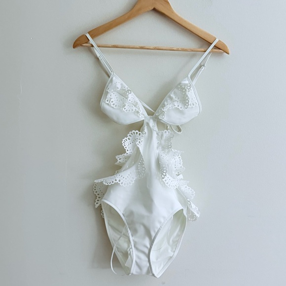 Zimmermann KIRRA LASER CUT FRILL Swim & Resort 1PC Raffle trim swimsuit sz 2-4 - Picture 7 of 17